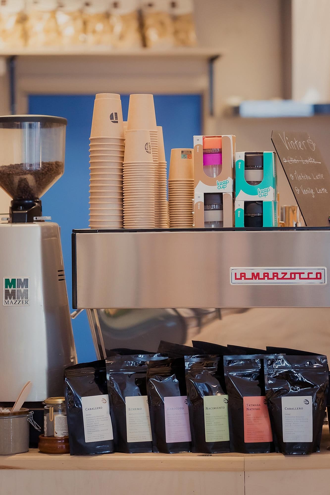 Espressomachine with coffebags from Tim Wendelboe