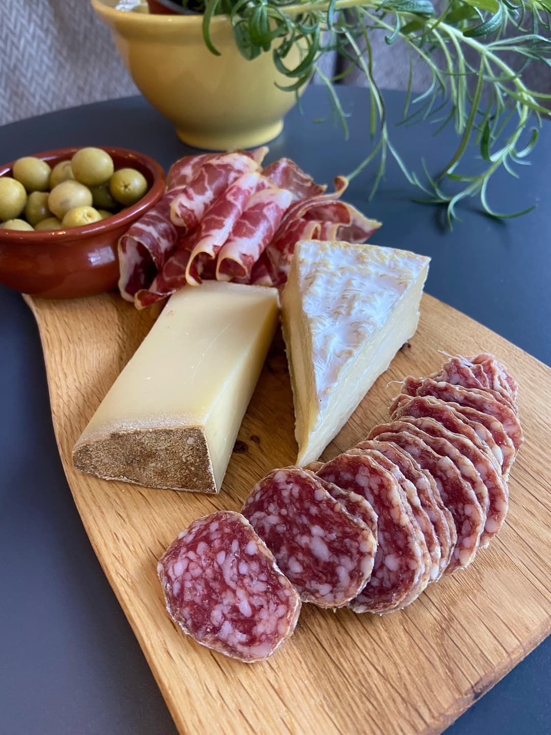 Cheese and ham, olives, snacks